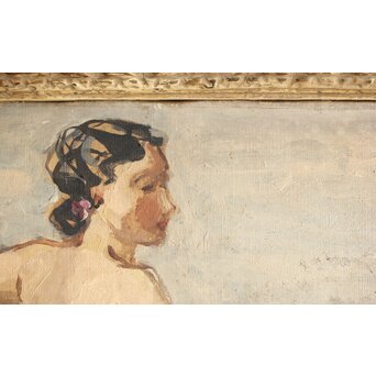 鈴木千久馬 裸婦 油彩額装　Z317 