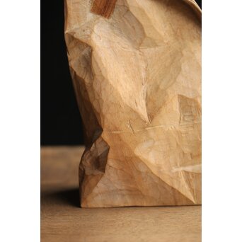 島田恭宏作か 袋と野菜 木彫彫刻　X374 