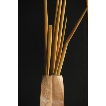 島田恭宏作か 袋と野菜 木彫彫刻　X374 