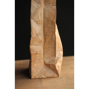 島田恭宏作か 袋と野菜 木彫彫刻　X374 