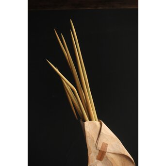 島田恭宏作か 袋と野菜 木彫彫刻　X374 