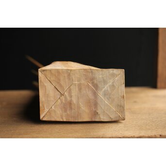 島田恭宏作か 袋と野菜 木彫彫刻　X374 