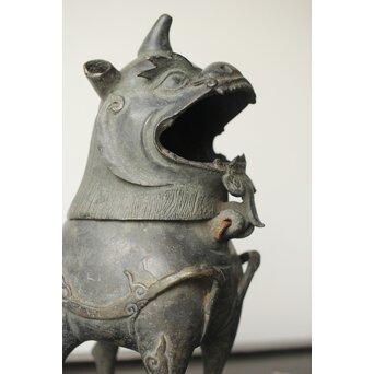 獅子麒麟 古銅香炉　M334 