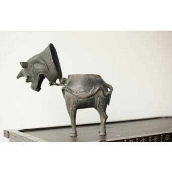 獅子麒麟 古銅香炉　M334 