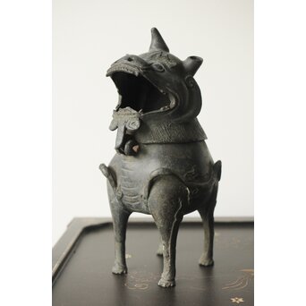 獅子麒麟 古銅香炉　M334 