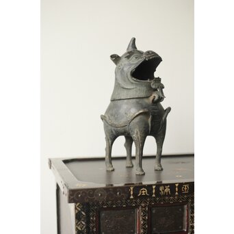 獅子麒麟 古銅香炉　M334 