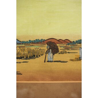 平塚運一 木版画 【百濟旧都】Z321 