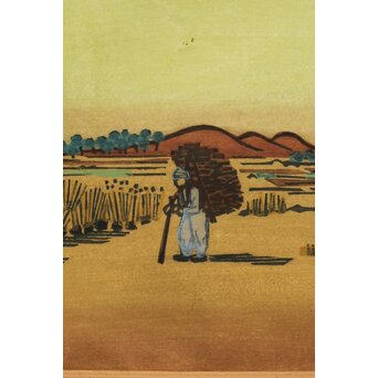 平塚運一 木版画 【百濟旧都】Z321 