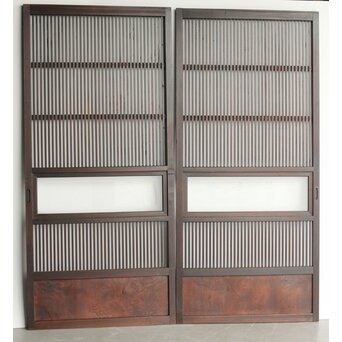 欅玉杢 黒格子戸 2枚1組　L1061