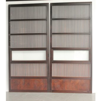 欅玉杢 黒格子戸 2枚1組　L1061 