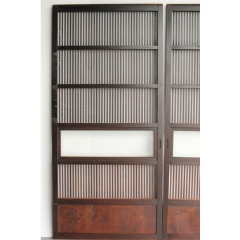 欅玉杢 黒格子戸 2枚1組　L1061 