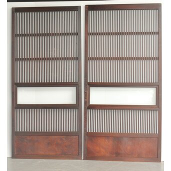 欅玉杢 黒格子戸 2枚1組　L1061 比較　左：L1061　右：L1062　同じ作りです