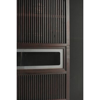 欅玉杢 黒格子戸 2枚1組　L1061 