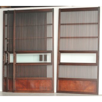 欅玉杢 黒格子戸 4枚1組　L1062