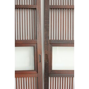 欅玉杢 黒格子戸 4枚1組　L1062 