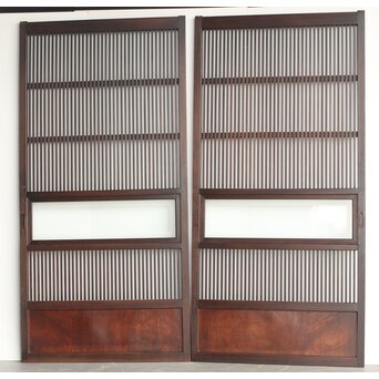 欅玉杢 黒格子戸 4枚1組　L1062 A　表面