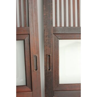 欅玉杢 黒格子戸 4枚1組　L1062 