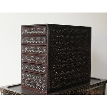 屈輪/倶利/剔犀/てきさい 如意雲紋 香箪笥/印材箱　Q313 