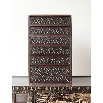 屈輪/倶利/剔犀/てきさい 如意雲紋 香箪笥/印材箱　Q313 