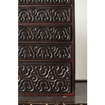 屈輪/倶利/剔犀/てきさい 如意雲紋 香箪笥/印材箱　Q313 