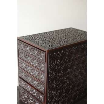 屈輪/倶利/剔犀/てきさい 如意雲紋 香箪笥/印材箱　Q313 