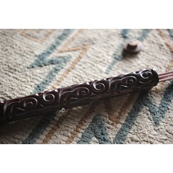 唐物 明代 屈輪/倶利/剔犀/てきさい 如意雲紋香筒　Q314