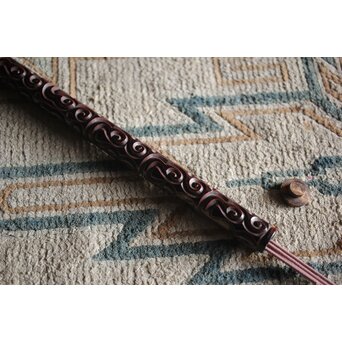 唐物 明代 屈輪/倶利/剔犀/てきさい 如意雲紋香筒　Q314 