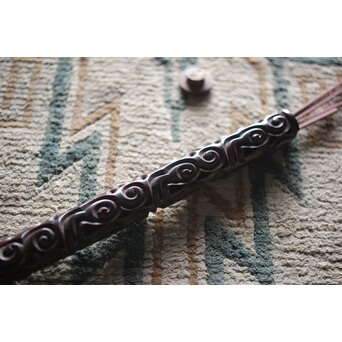 唐物 明代 屈輪/倶利/剔犀/てきさい 如意雲紋香筒　Q314 