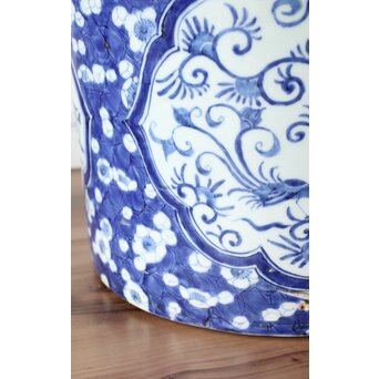 梅花氷裂紋 窓絵 染付大型植木鉢/盆栽鉢　P359 