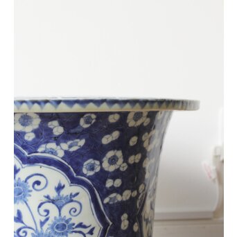 梅花氷裂紋 窓絵 染付大型植木鉢/盆栽鉢　P359 