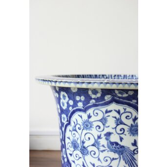 梅花氷裂紋 窓絵 染付大型植木鉢/盆栽鉢　P359 