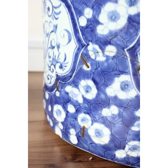 梅花氷裂紋 窓絵 染付大型植木鉢/盆栽鉢　P359 