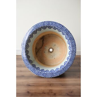 梅花氷裂紋 窓絵 染付大型植木鉢/盆栽鉢　P359 