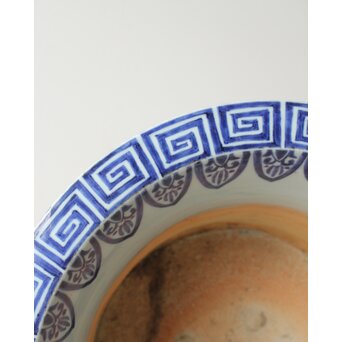 梅花氷裂紋 窓絵 染付大型植木鉢/盆栽鉢　P359 