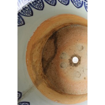 梅花氷裂紋 窓絵 染付大型植木鉢/盆栽鉢　P359 