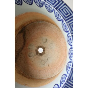 梅花氷裂紋 窓絵 染付大型植木鉢/盆栽鉢　P359 