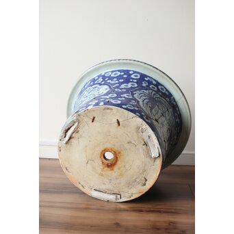 梅花氷裂紋 窓絵 染付大型植木鉢/盆栽鉢　P359 