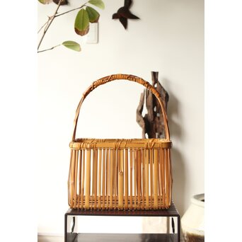 倣 飯塚琅玕斎写 竹工芸 花籠　U310