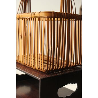 倣 飯塚琅玕斎写 竹工芸 花籠　U310 