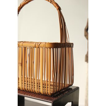 倣 飯塚琅玕斎写 竹工芸 花籠　U310 