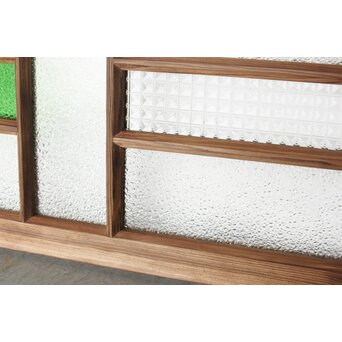 多種ガラス 細分割 緑色ガラス欄間　R0247 