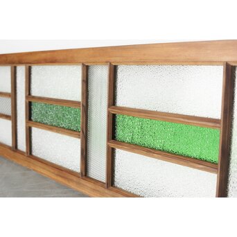 多種ガラス 細分割 緑色ガラス欄間　R0247 