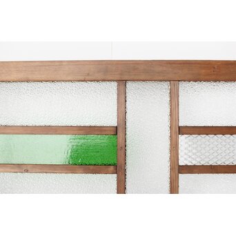 多種ガラス 細分割 緑色ガラス欄間　R0247 