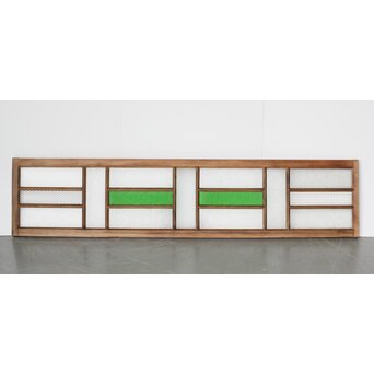 多種ガラス 細分割 緑色ガラス欄間　R0247