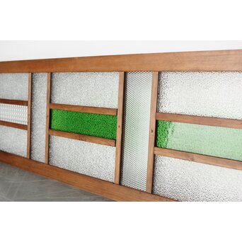 多種ガラス 細分割 緑色ガラス欄間　R0247 