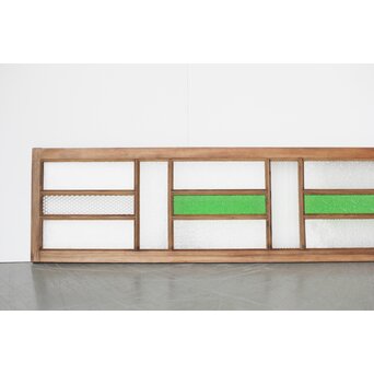 多種ガラス 細分割 緑色ガラス欄間　R0247 