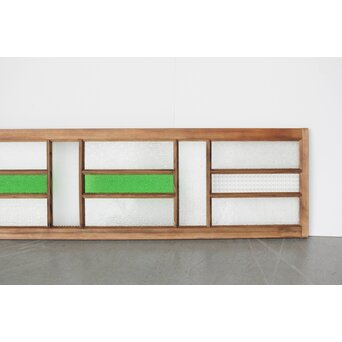 多種ガラス 細分割 緑色ガラス欄間　R0247 