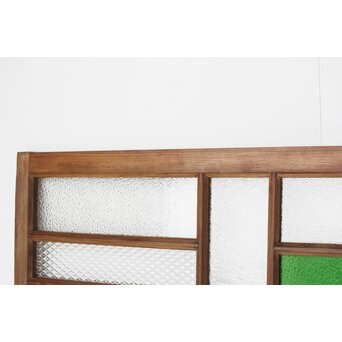 多種ガラス 細分割 緑色ガラス欄間　R0247 