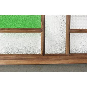 多種ガラス 細分割 緑色ガラス欄間　R0247 