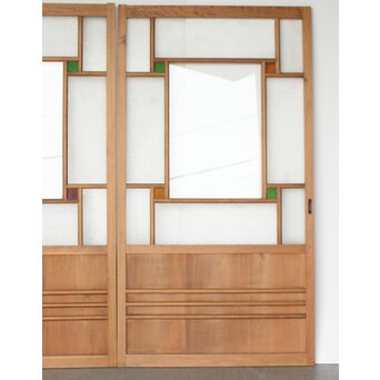 緑と黄色 色ガラス戸 2枚1組　GD0136Y 